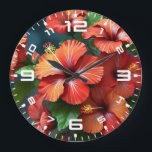 赤鮮やかハイビスカス花–76894 ラージ壁時計<br><div class="desc">赤鮮やかハイビスカス花–76894</div>