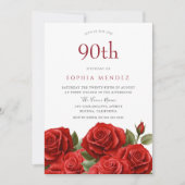赤鮮やかバラ90thバースデーパーティー 招待状 (正面)