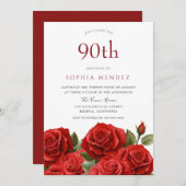 赤鮮やかバラ90thバースデーパーティー 招待状 (正面/裏面)