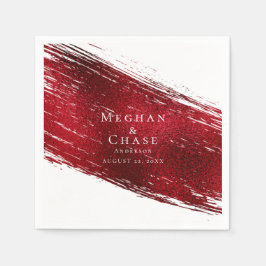 赤鮮やかフェイクホイル絵を描線 スタンダードカクテルナプキン