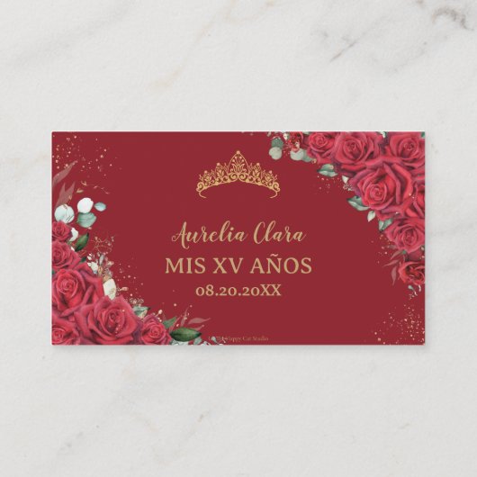 赤鮮やかフローラクインセアニラQRギフトレジストリ エンクロージャーカード (裏面)