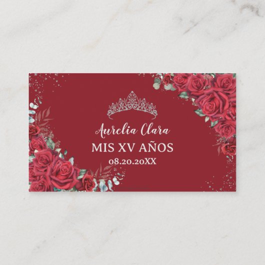 赤鮮やかフローラクインセアニラQRギフトレジストリ エンクロージャーカード (裏面)