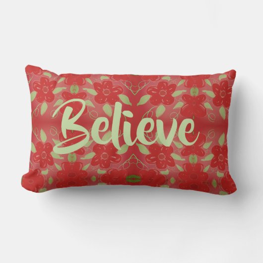 赤鮮やかフローラクッション ランバークッション (正面)