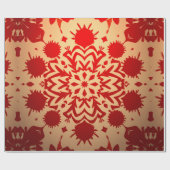 赤鮮やかフローラバースト ラッピングペーパー (フラット)