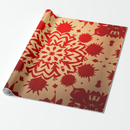 赤鮮やかフローラバースト ラッピングペーパー