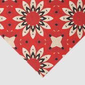赤鮮やかフローラ民族幾何学模様 薄葉紙 (詳細)