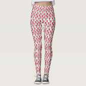 赤鮮やかフローラ緑青離れ線模様 レギンス (正面)