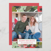 赤鮮やかホリデーボタニカルクリスマスフォト シーズンカード (正面/裏面)