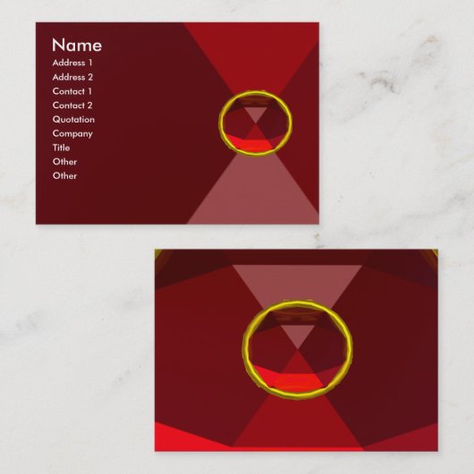 赤鮮やかルビー宝石抽象芸術幾何学模様 名刺 (正面/裏面)