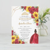 赤鮮やかローズヒマワリフローラ金ゴールドキンセアニラ 招待状 (スタンド正面)