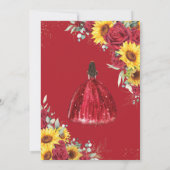 赤鮮やかローズヒマワリフローラ金ゴールドキンセアニラ 招待状 (裏面)