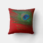 赤鮮やか孔雀の羽根 クッション (裏面)