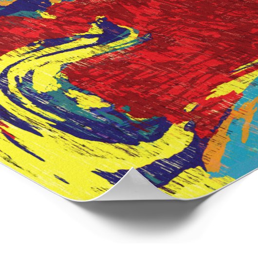 赤鮮やか抽象芸術表現主義フロー ポスター (角)