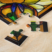 赤鮮やか木ステンドグラス ジグソーパズル (側面)