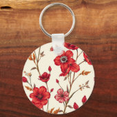 赤鮮やか植物学イラストレーション キーホルダー (正面)