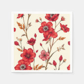 赤鮮やか植物学イラストレーション スタンダードカクテルナプキン (正面)
