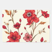 赤鮮やか植物学イラストレーション ラッピングペーパーシート (正面3)