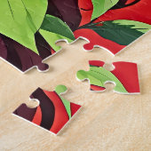 赤鮮やか毛と花ポートレート ジグソーパズル (側面)