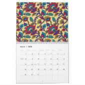 赤鮮やか目の織はっきりした織アート カレンダー (3月 2026)