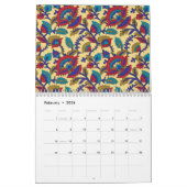 赤鮮やか目の織はっきりした織アート カレンダー (2月 2026)