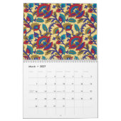 赤鮮やか目の織はっきりした織アート カレンダー (3月 2027)