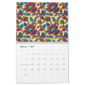 赤鮮やか目の織はっきりした織アート カレンダー (2月 2027)