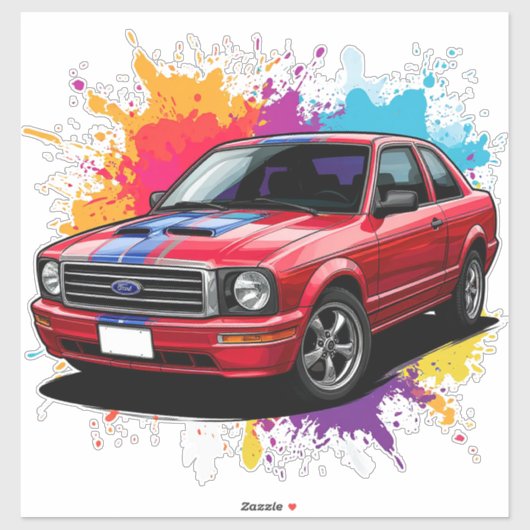 赤鮮やか筋車 シール (シート)
