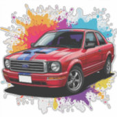 赤鮮やか筋車 シール (正面)