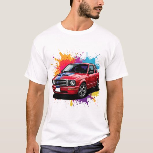 赤鮮やか筋車 Tシャツ (正面)