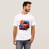 赤鮮やか筋車 Tシャツ (正面フル)