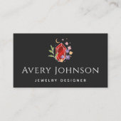 赤鮮やか結晶ジュエリーデザイナー花ムーン 名刺 (正面)