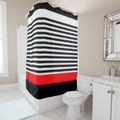 赤鮮やか色のストライプ シャワーカーテン (インサイチュ)