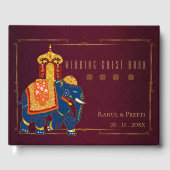 赤鮮やか金ゴールドインディアン結婚形見 ゲストブック (正面)