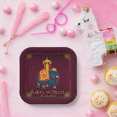 赤鮮やか金ゴールドインディアン結婚披露宴 ペーパープレート (パーティー)