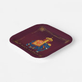 赤鮮やか金ゴールドインディアン結婚披露宴 ペーパープレート (傾斜あり)