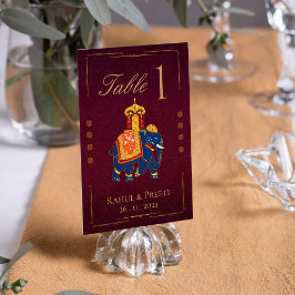 赤鮮やか金ゴールド伝統的インディアン結婚披露宴 テーブルナンバー
