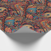 赤鮮やか青ペイズリー模様の包み紙 ラッピングペーパー (角)