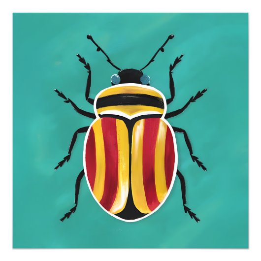 赤鮮やか黄と黒の帯を持つ甲虫 フォトプリント            (正面)