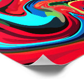 赤鮮やか、緑、青の抽象芸術渦巻き ポスター (角)