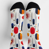 赤鮮やか、青、金の日が差すこと付き休日 ソックス (上部)