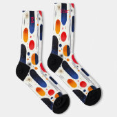 赤鮮やか、青、金の日が差すこと付き休日 ソックス (右)