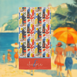 赤鮮やか・黄・青フォービズム植物芸術 ビーチタオル