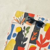 赤鮮やか・黄・青フォービズム植物芸術 ビーチタオル (インサイチュ)