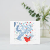 赤鳥と赤縁の木のはがき ポストカード (スタンド正面)