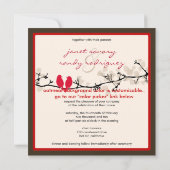 赤鳥、鳥/カラフル花 招待状 (裏面)