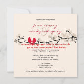 赤鳥、鳥/カラフル花 招待状 (裏面)