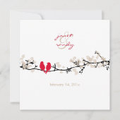 赤鳥、鳥/カラフル花 招待状 (正面)