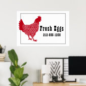 赤鶏の生卵の看板 ポスター (ホームオフィス)