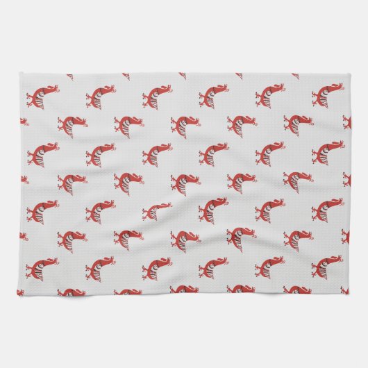 赤鶏農場畜舎の動物柄の食器タオル キッチンタオル (横)