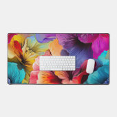 赤黄ティール（緑がかった色）紫アルコールインクフローラ デスクマット (キーボード&マウス)